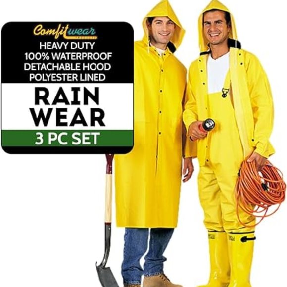Comfitwear 3 Pc. PVC/Poly Heavy Duty Yellow Rainsuit (2X-Large) - Picture 1 of 5